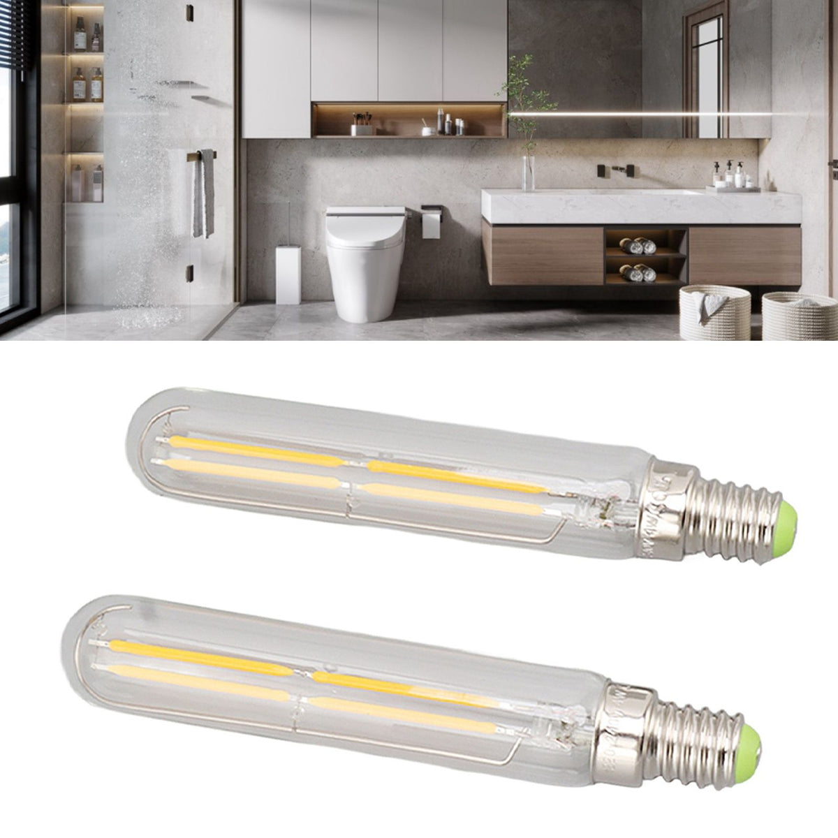 2Pcs LED Tube Bulb 4W E14 2300K Tubular Light Lamp Bulbs T20x120 220‑240V for Lighting