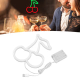 LED Neon Night Light Lamp USB Powered Decorative Wall Fruit Neon Sign Light for Wedding Party Red Lighting Cherry Shape