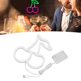 LED Neon Night Light Lamp USB Powered Decorative Wall Fruit Neon Sign Light for Wedding Party Pink Lighting Cherry Shape - Extra Image
