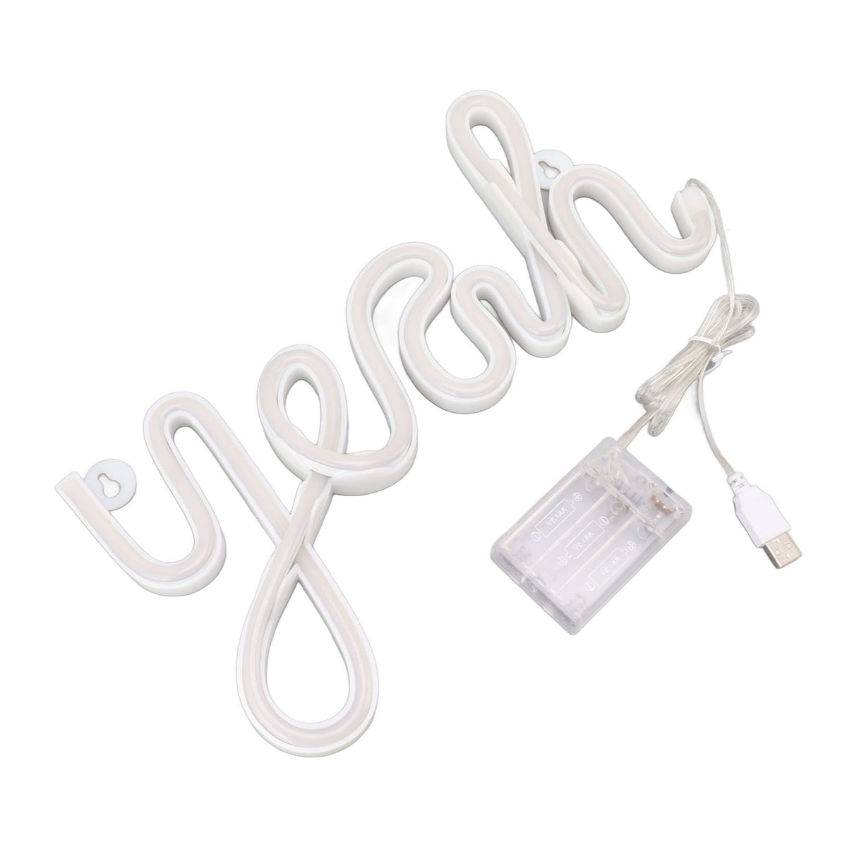 LED Neon Sign Yeah Shape Wall Decor Neon Night Light Uniform Soft Lighting LED Sign Warm White