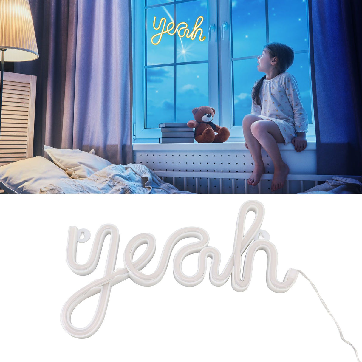 LED Neon Sign Yeah Shape Wall Decor Neon Night Light Uniform Soft Lighting LED Sign Warm White