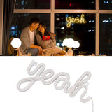 LED Neon Sign Yeah Shape Wall Decor Neon Night Light Uniform Soft Lighting LED Sign Warm White - Extra Image