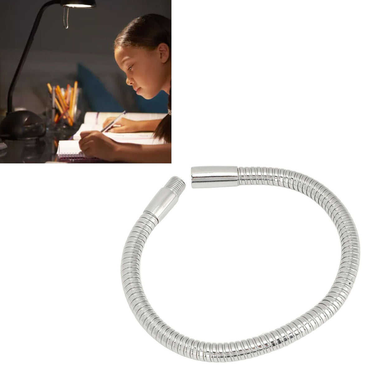 4 Pcs LED Gooseneck Lamp Hose Table Lamp Lights Accessories LED Hose Metal Pipe Chrome 35cm