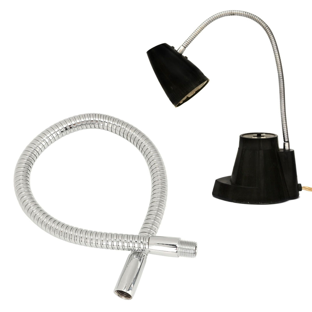 4 Pcs LED Gooseneck Lamp Hose Table Lamp Lights Accessories LED Hose Metal Pipe Chrome 35cm