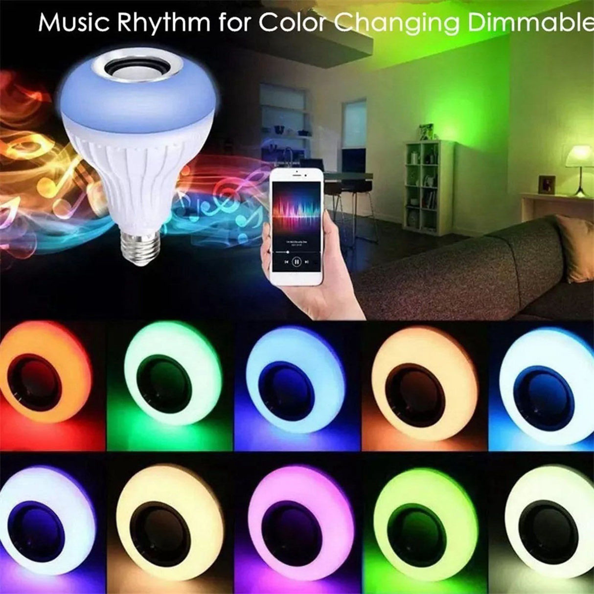 Bluetooth Music Bulb Plastic RGB Multi Color Adjustable Wireless Smart Light Bulb for Bars Restaurants 12W