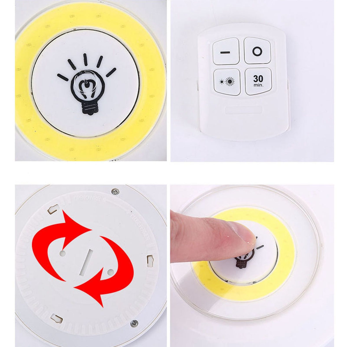 COB Smart Wireless Remote Control Night Light Decorative Kitchen Closet Staircase Aisle Bathroom Lighting Mini Touch LED Light with Remote Control