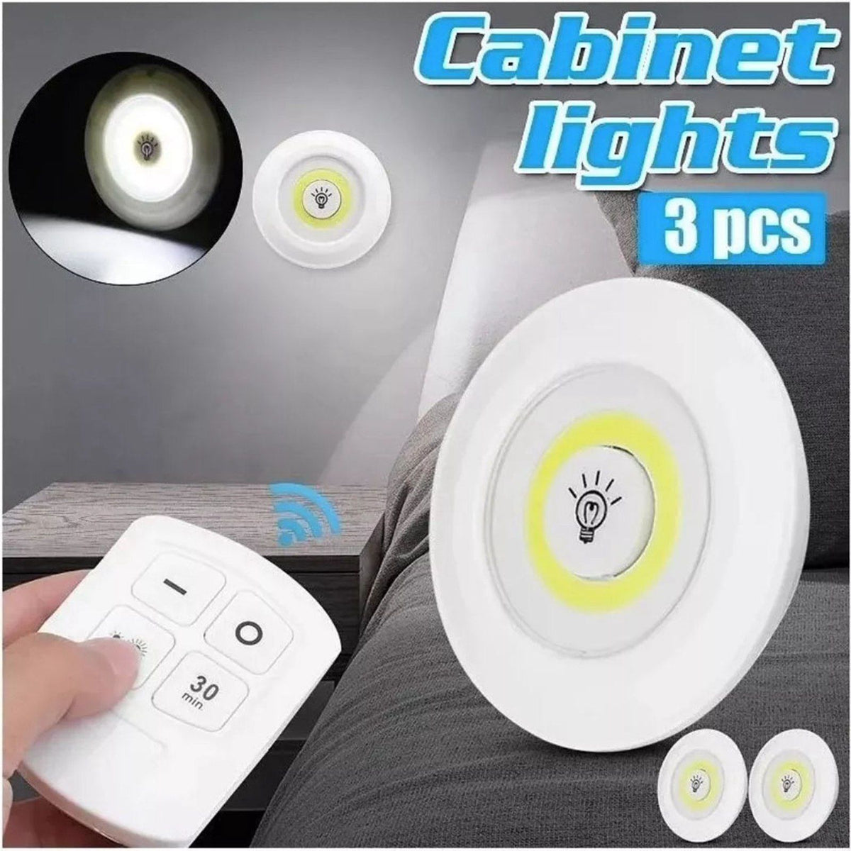 COB Smart Wireless Remote Control Night Light Decorative Kitchen Closet Staircase Aisle Bathroom Lighting Mini Touch LED Light with Remote Control