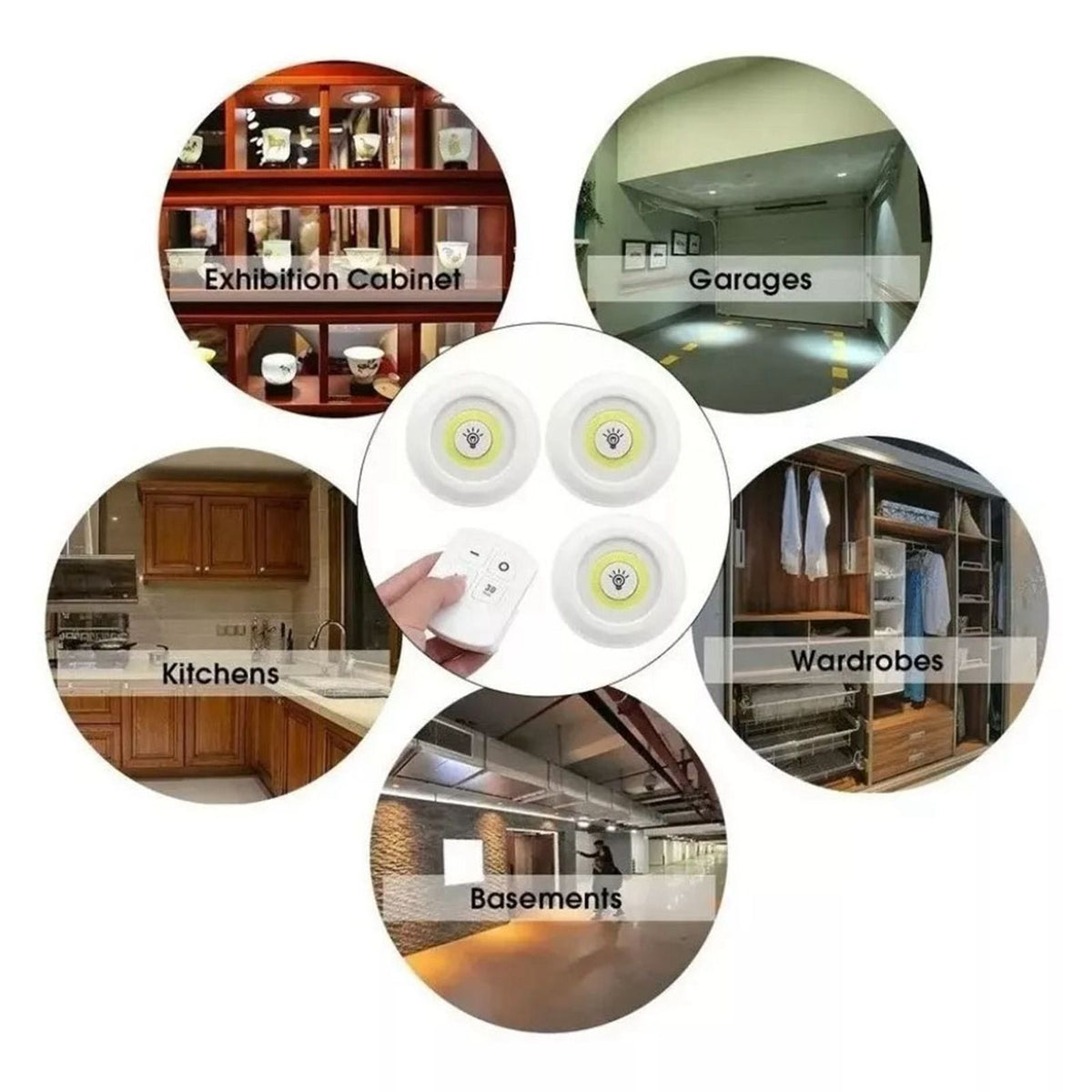 COB Smart Wireless Remote Control Night Light Decorative Kitchen Closet Staircase Aisle Bathroom Lighting Mini Touch LED Light with Remote Control
