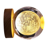 Crystal Ball Night Light 3D Engraving Technology Clear Pattern Soft Light USB Interface Wooden Base for Decoration - Side View
