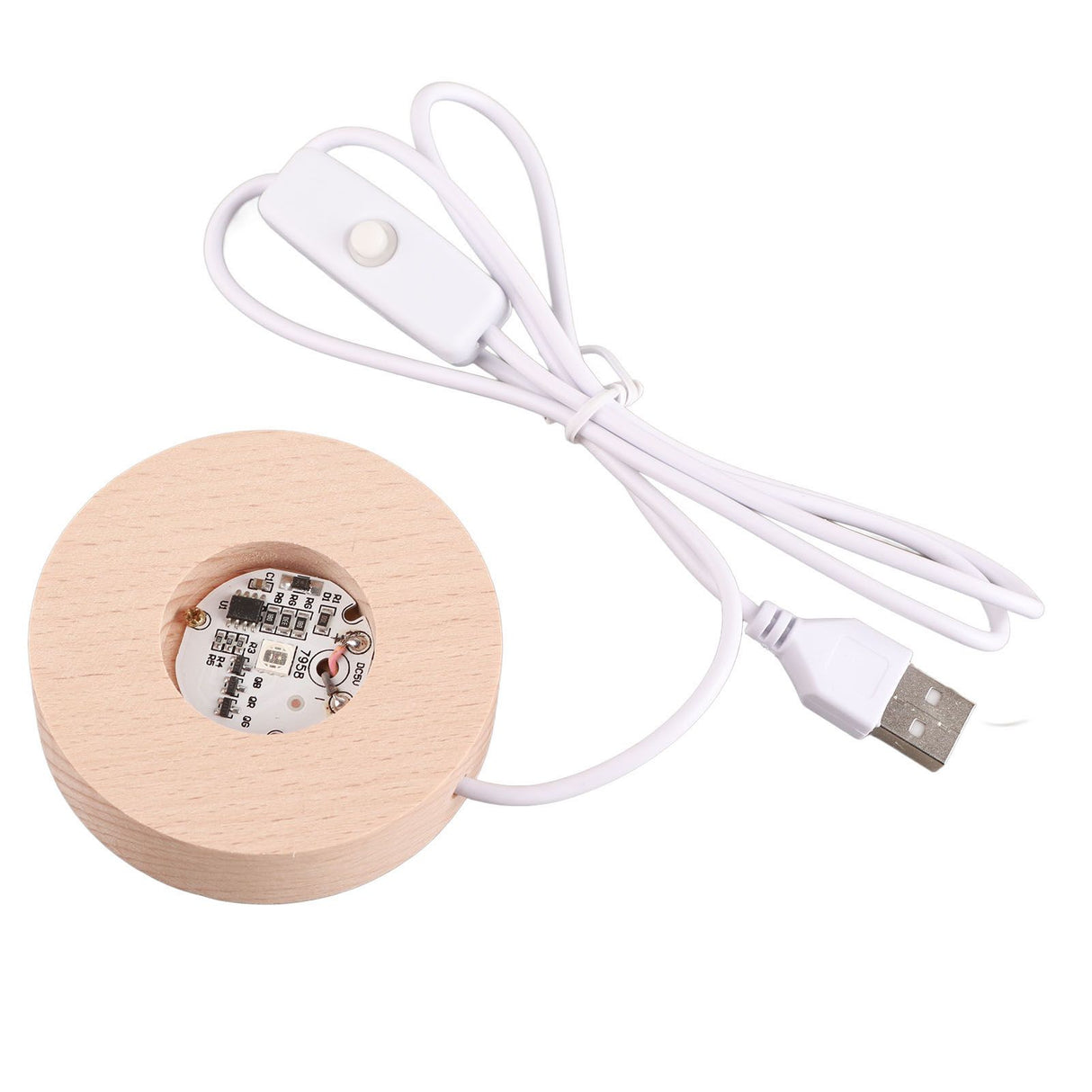 Crystal Ball Night Light 3D Engraving Technology Clear Pattern Soft Light USB Interface Wooden Base for Decoration