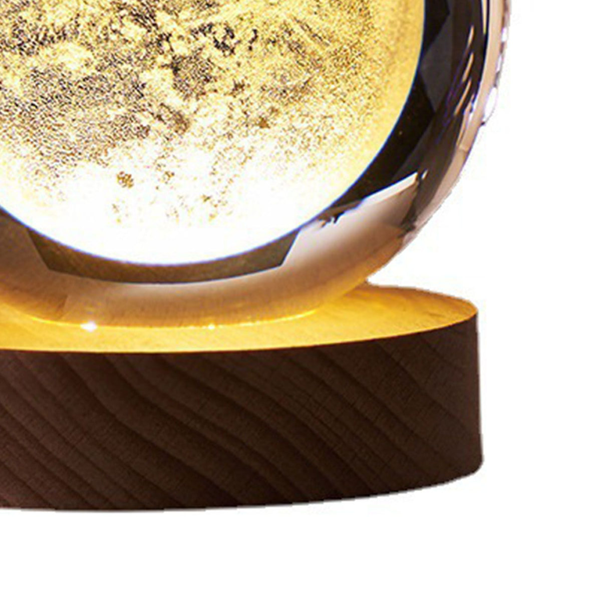 Crystal Ball Night Light 3D Engraving Technology Clear Pattern Soft Light USB Interface Wooden Base for Decoration