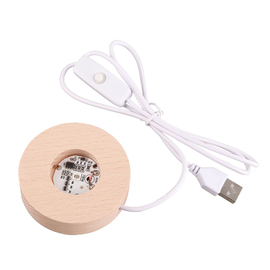 Crystal Ball Night Light 3D Engraving Technology Clear Pattern Soft Light USB Interface Wooden Base for Decoration