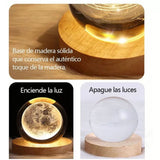 Crystal Ball Night Light 3D Engraving Technology Clear Pattern Soft Light USB Interface Wooden Base for Decoration