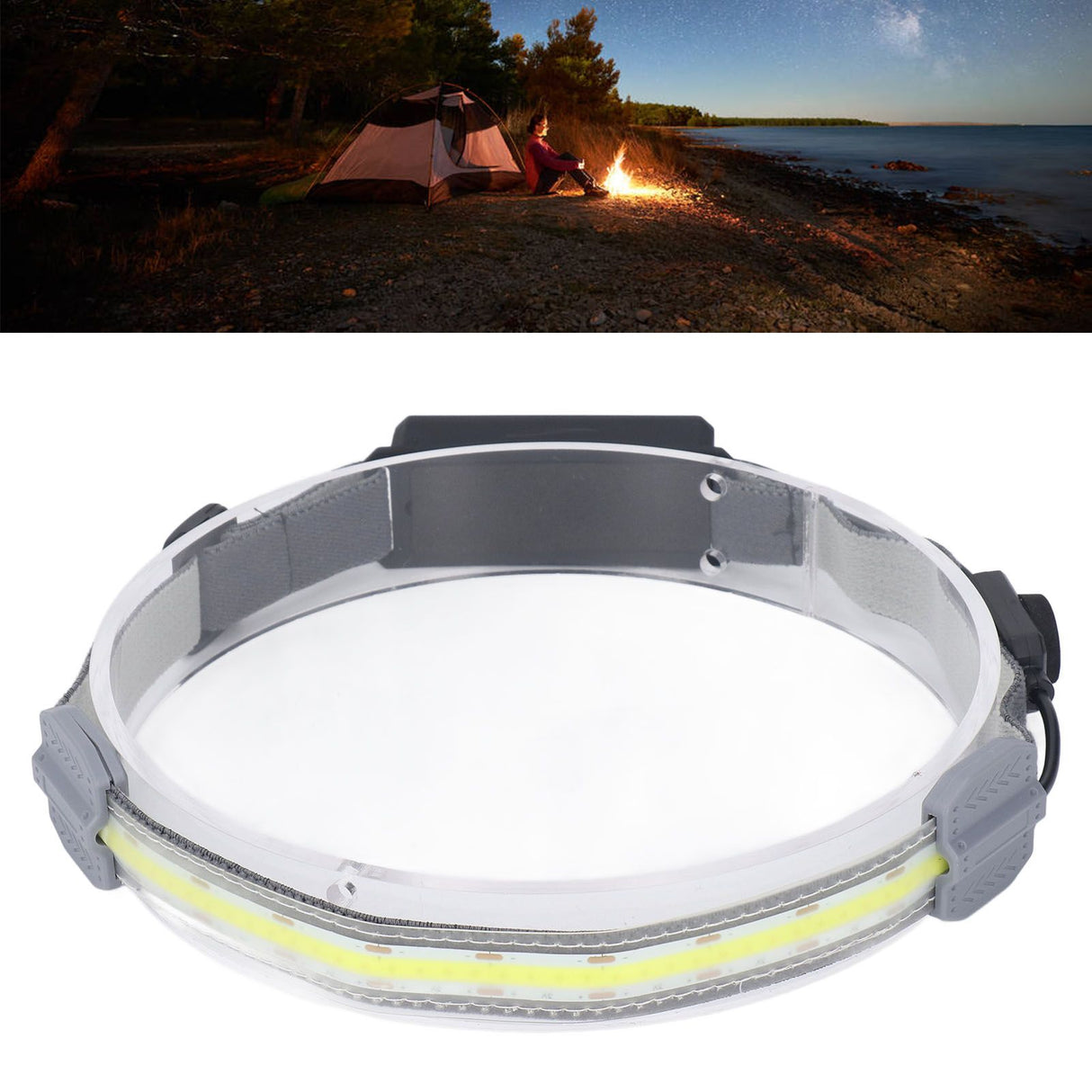 COB Headlamp Super Bright 4 Modes IPX4 Waterproof Rechargeable Head Light for Running Hiking Fishing
