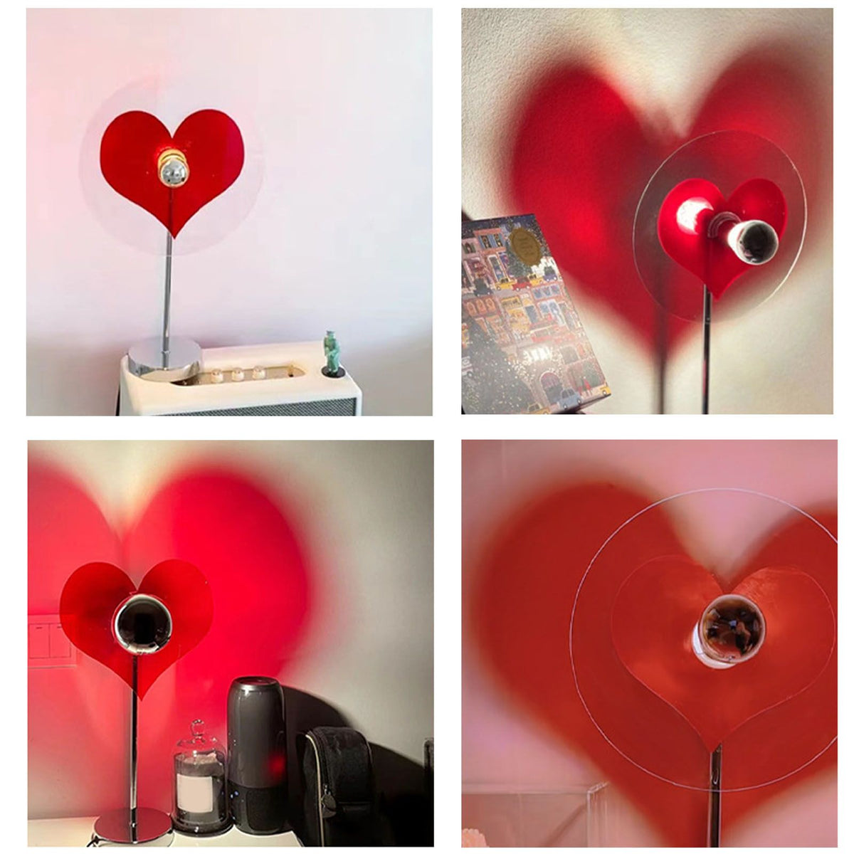 Heart Shaped Projection Table Lamp 4W Sweet Warm 360 Degree Rotatable Decorative Ambient Light