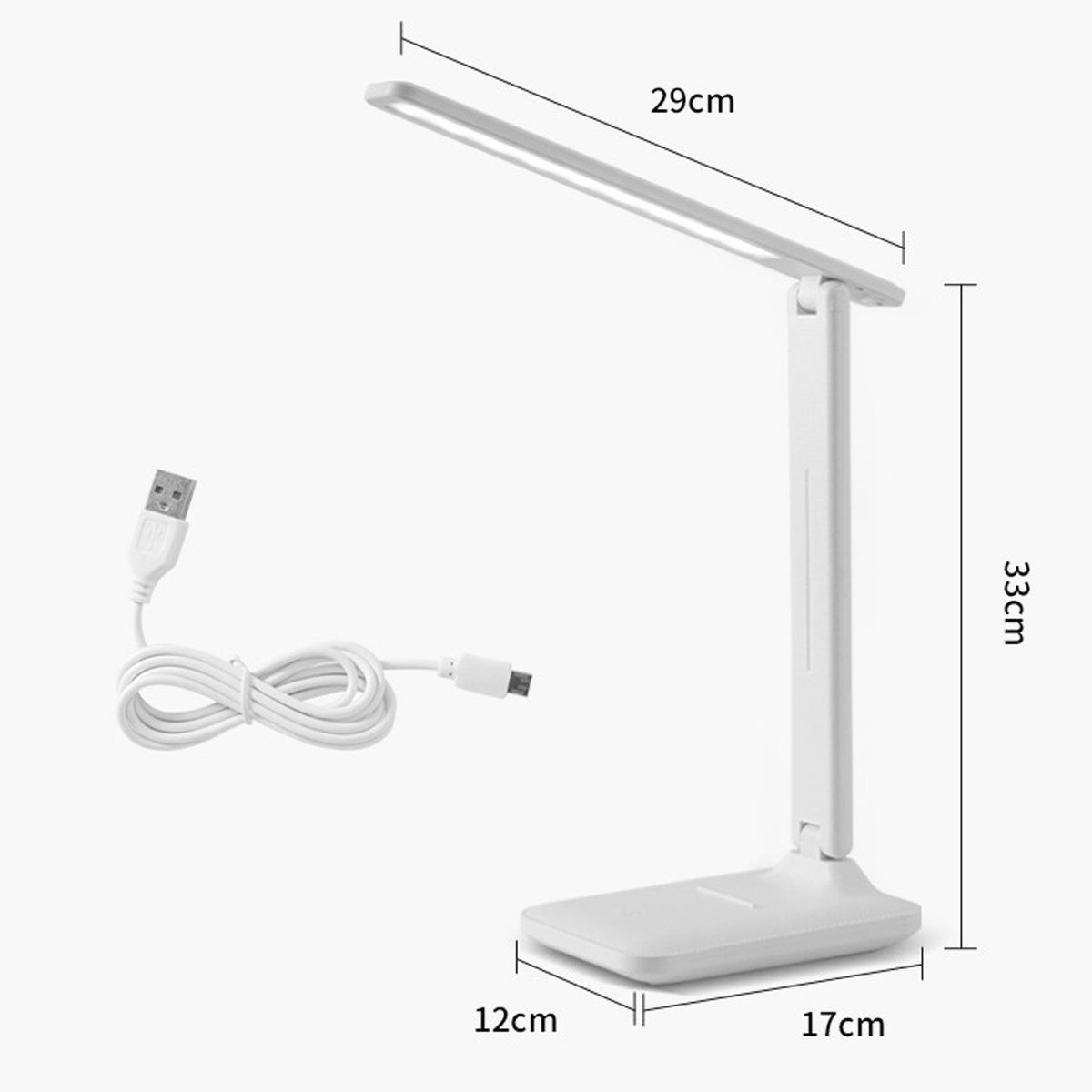 LED Reading Lamp Plastic Eye Protection USB Charging Desk Light for Bedroom Study 10W 5V/1A