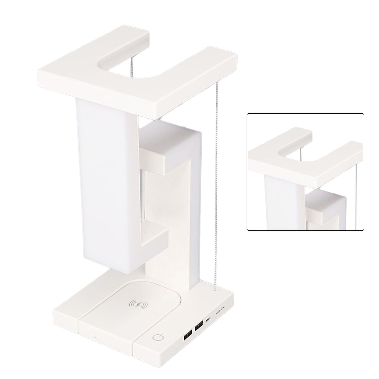Magnetic Levitation Night Light 3 Gears Touching Switch LED Table Lamp with Phone Wireless Charging White