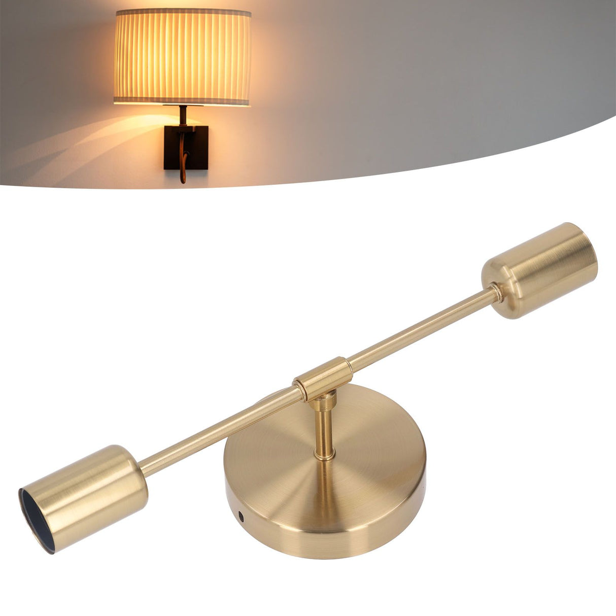 Double Wall Light Base E27 E26 Rust Proof Vintage Wall Lamp Bulb Holder for Living Room Bathroom Gold 85‑265V