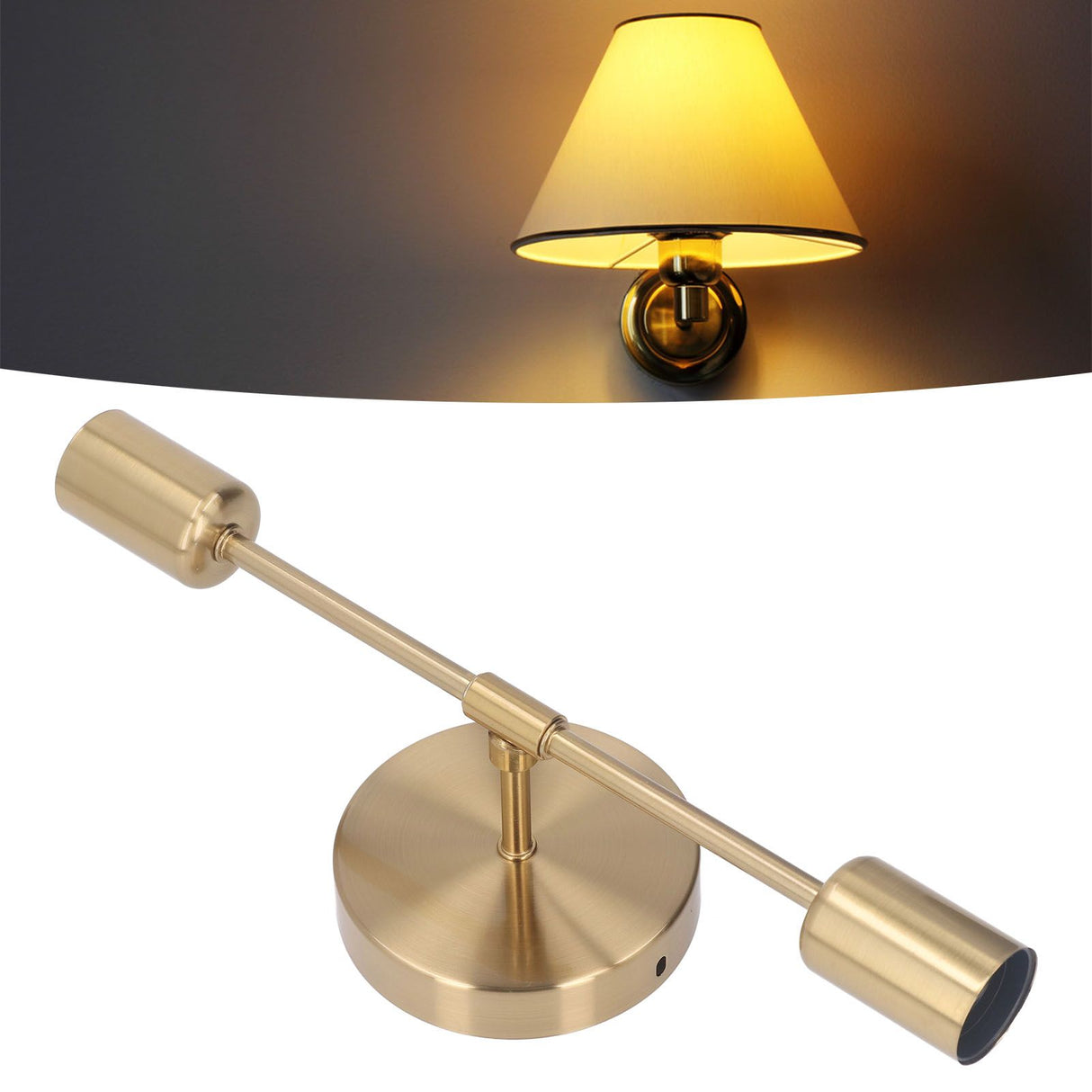 Double Wall Light Base E27 E26 Rust Proof Vintage Wall Lamp Bulb Holder for Living Room Bathroom Gold 85‑265V