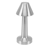 LED Table Lamp 3W 3 Colors Stepless Dimming USB Rechargeable Cordless LED Bedside Light Silver - Front View