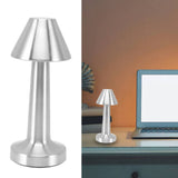 LED Table Lamp 3W 3 Colors Stepless Dimming USB Rechargeable Cordless LED Bedside Light Silver