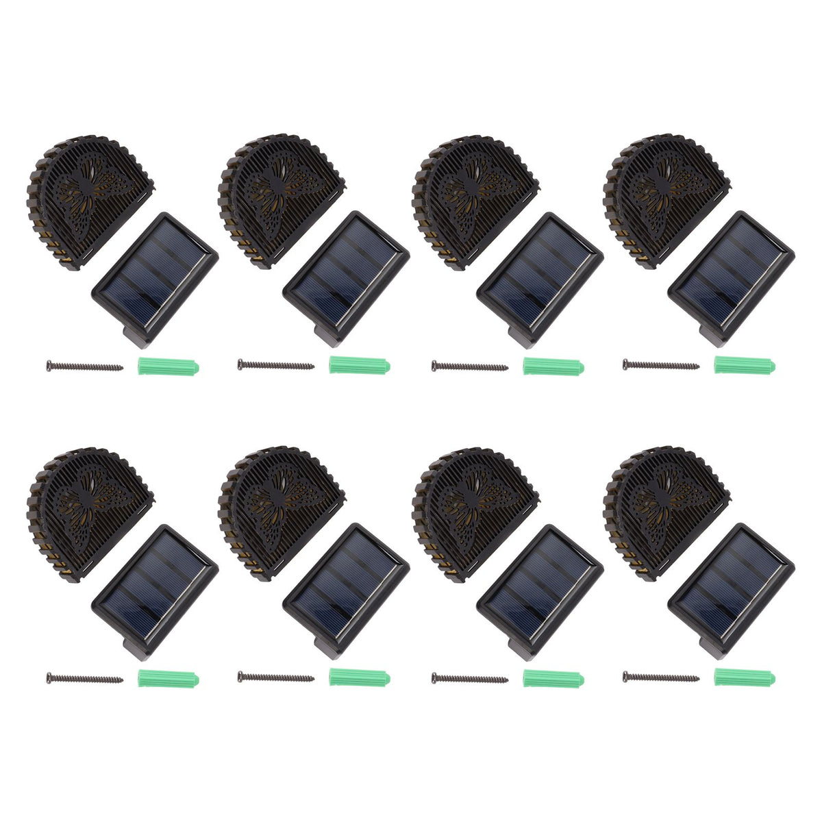 8 Sets Solar Panel Lamp LED Decorative Wall Light for Outdoor Courtyard Terrace Built in Battery