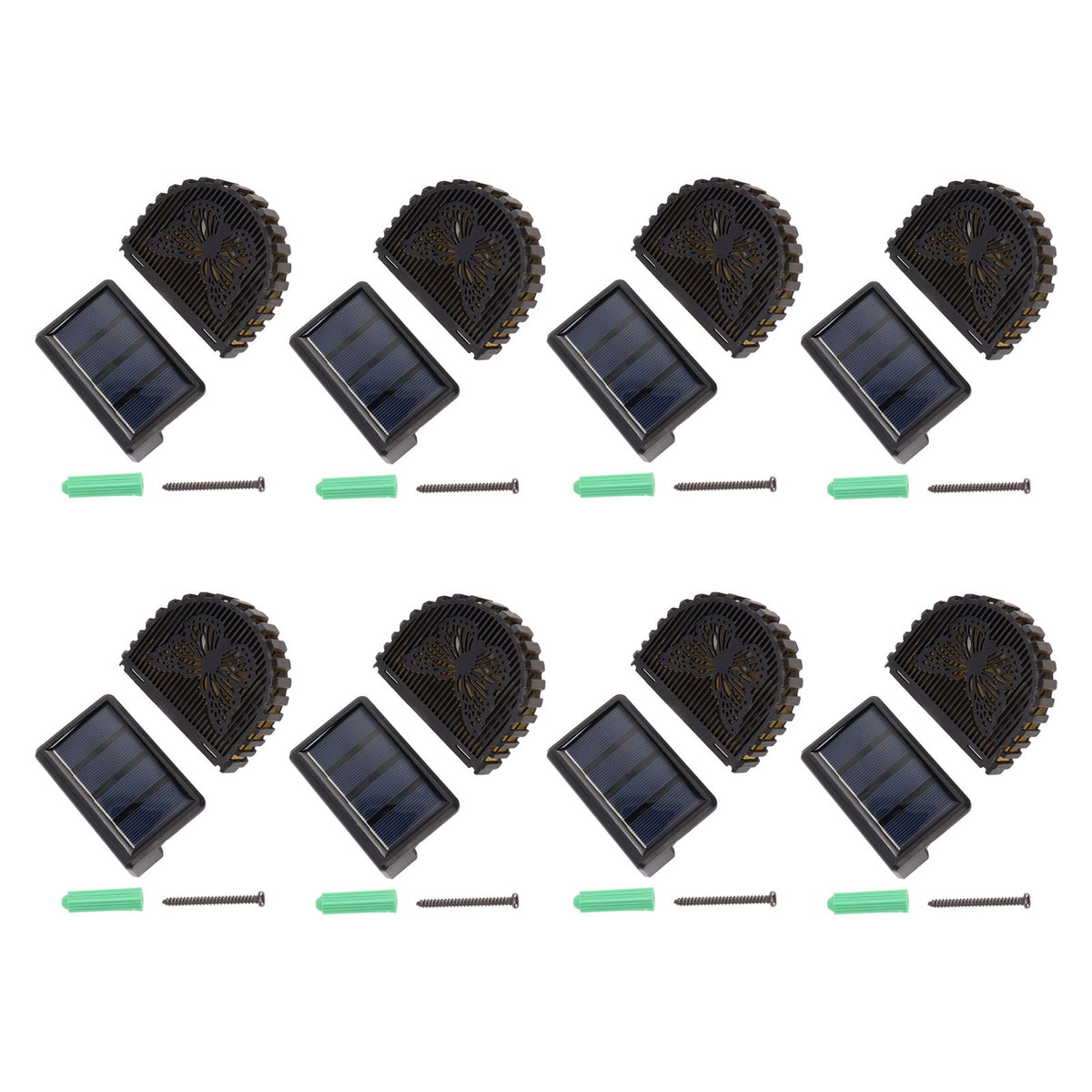 8 Sets Solar Panel Lamp LED Decorative Wall Light for Outdoor Courtyard Terrace Built in Battery