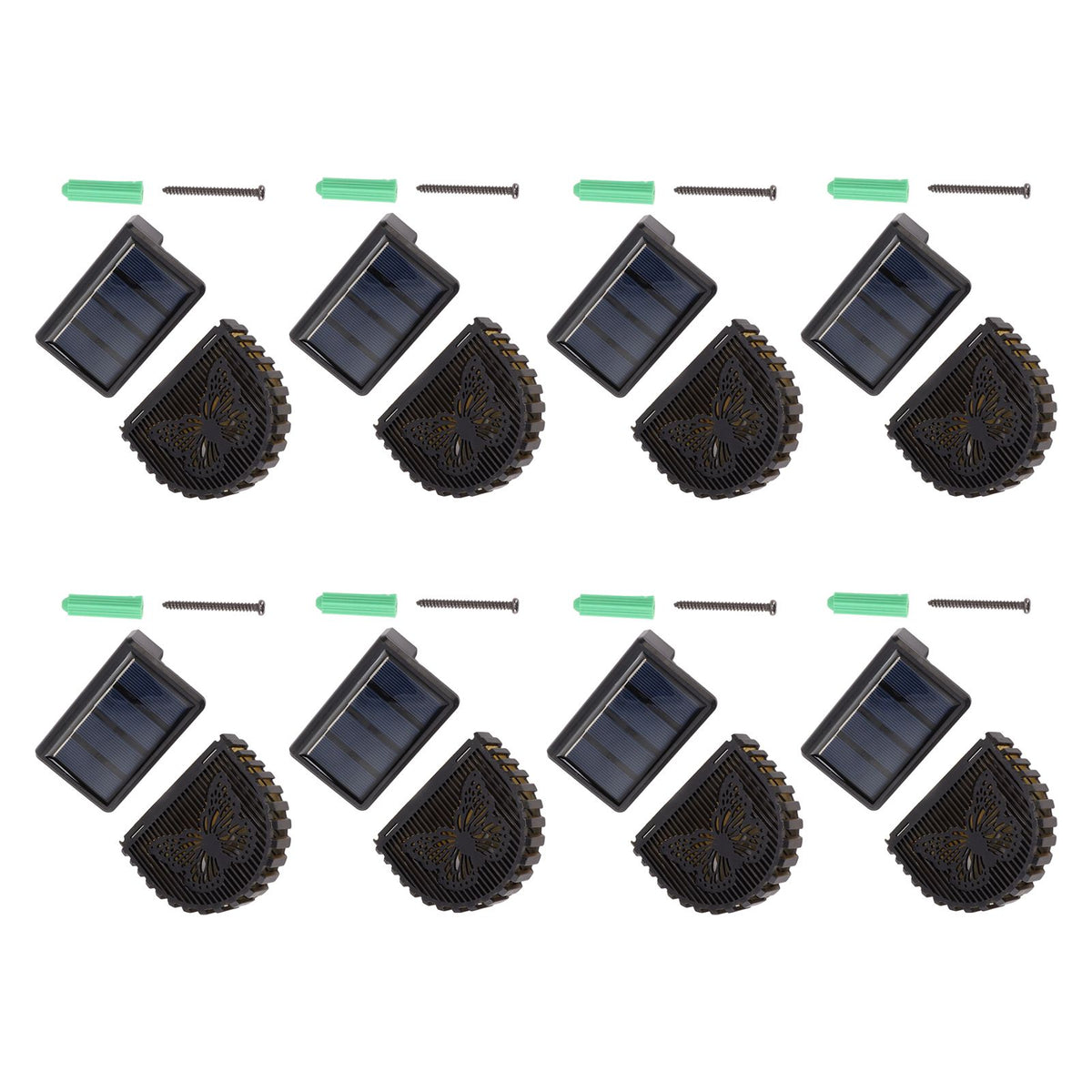 8 Sets Solar Panel Lamp LED Decorative Wall Light for Outdoor Courtyard Terrace Built in Battery