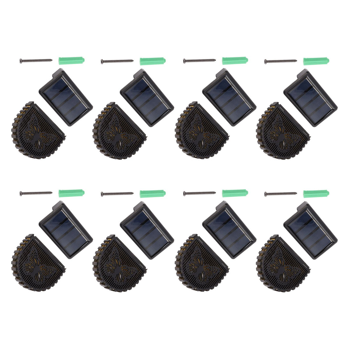 8 Sets Solar Panel Lamp LED Decorative Wall Light for Outdoor Courtyard Terrace Built in Battery
