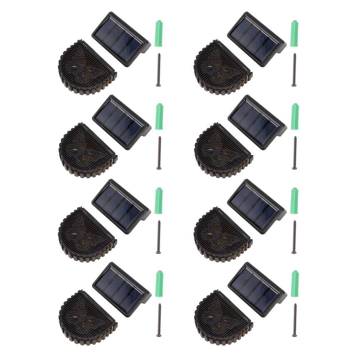 8 Sets Solar Panel Lamp LED Decorative Wall Light for Outdoor Courtyard Terrace Built in Battery