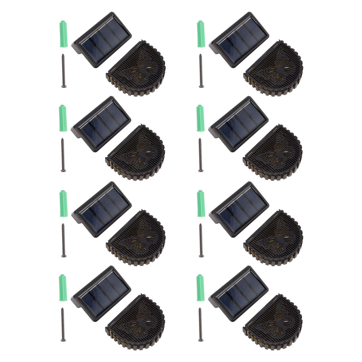 8 Sets Solar Panel Lamp LED Decorative Wall Light for Outdoor Courtyard Terrace Built in Battery