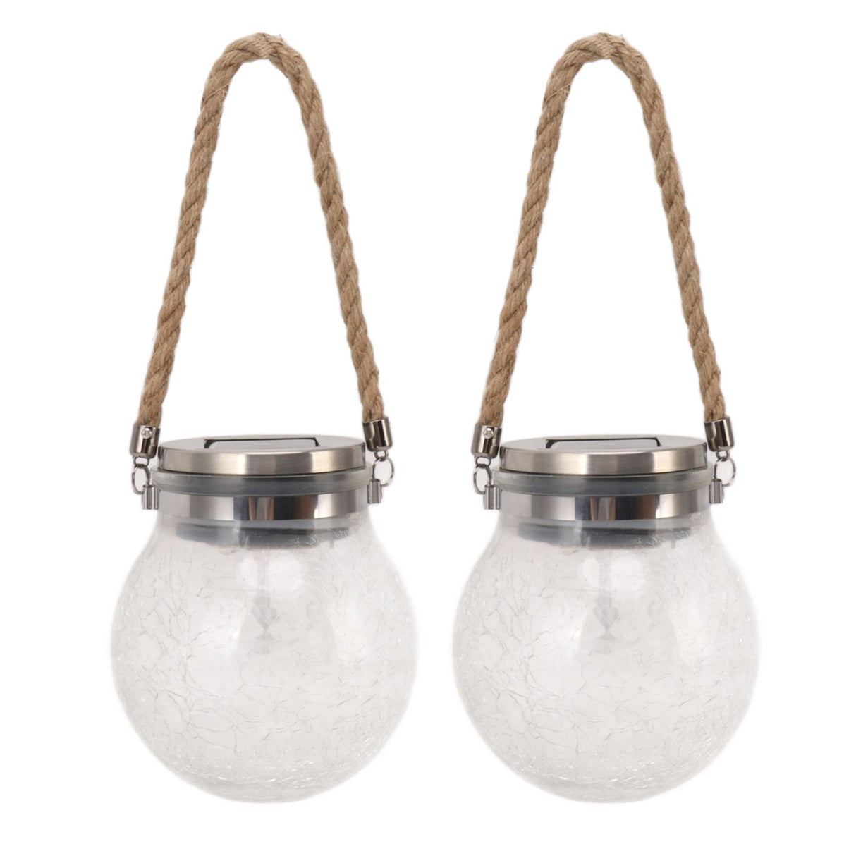 2Pcs Solar Glass Ball Waterproof Automatic LED Rotating Cracked Lantern Light for Lawn Terrace Outdoor