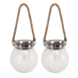 2Pcs Solar Glass Ball Waterproof Automatic LED Rotating Cracked Lantern Light for Lawn Terrace Outdoor