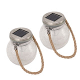 2Pcs Solar Glass Ball Waterproof Automatic LED Rotating Cracked Lantern Light for Lawn Terrace Outdoor
