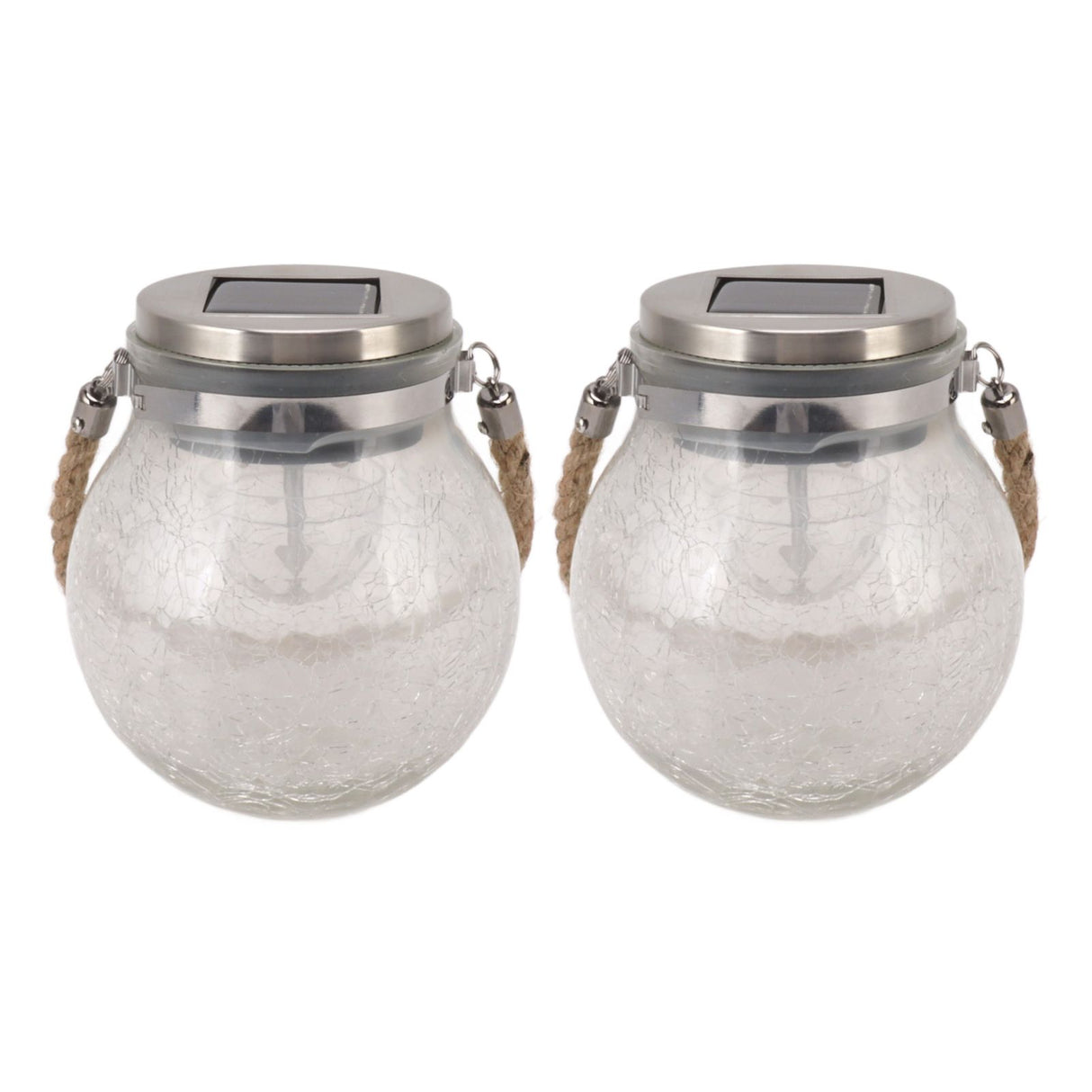 2Pcs Solar Glass Ball Waterproof Automatic LED Rotating Cracked Lantern Light for Lawn Terrace Outdoor