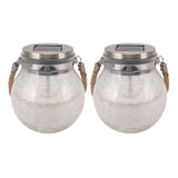 2Pcs Solar Glass Ball Waterproof Automatic LED Rotating Cracked Lantern Light for Lawn Terrace Outdoor