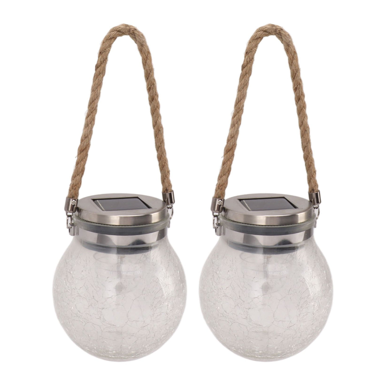 2Pcs Solar Glass Ball Waterproof Automatic LED Rotating Cracked Lantern Light for Lawn Terrace Outdoor