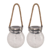 2Pcs Solar Glass Ball Waterproof Automatic LED Rotating Cracked Lantern Light for Lawn Terrace Outdoor