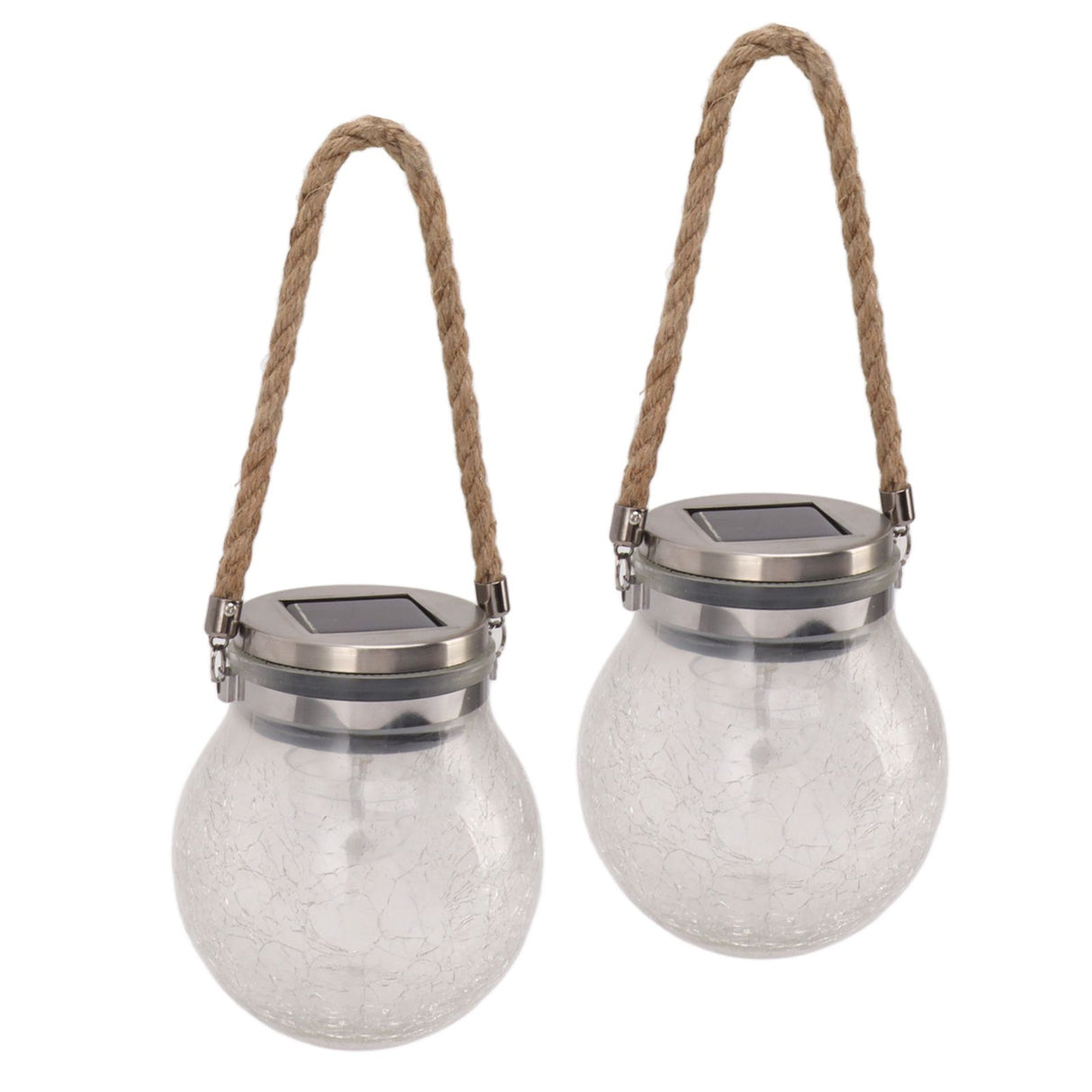 2Pcs Solar Glass Ball Waterproof Automatic LED Rotating Cracked Lantern Light for Lawn Terrace Outdoor