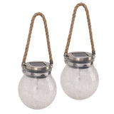 2Pcs Solar Glass Ball Waterproof Automatic LED Rotating Cracked Lantern Light for Lawn Terrace Outdoor
