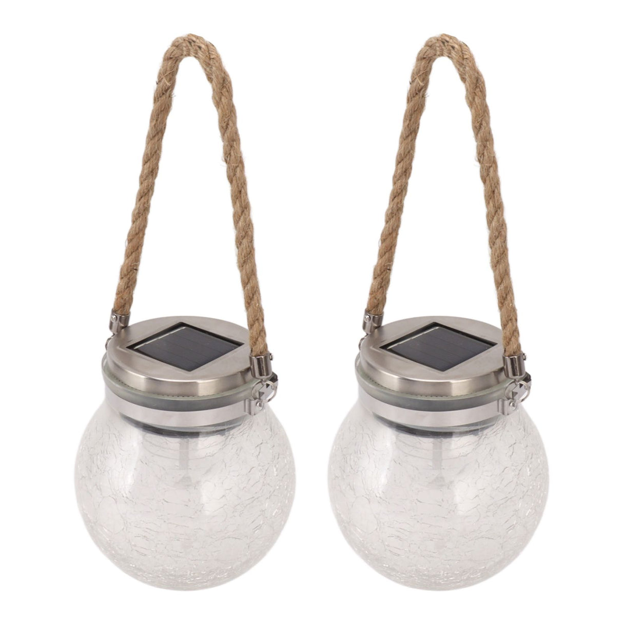 2Pcs Solar Glass Ball Waterproof Automatic LED Rotating Cracked Lantern Light for Lawn Terrace Outdoor