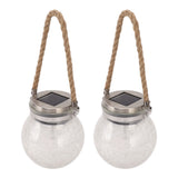 2Pcs Solar Glass Ball Waterproof Automatic LED Rotating Cracked Lantern Light for Lawn Terrace Outdoor - Low Angle