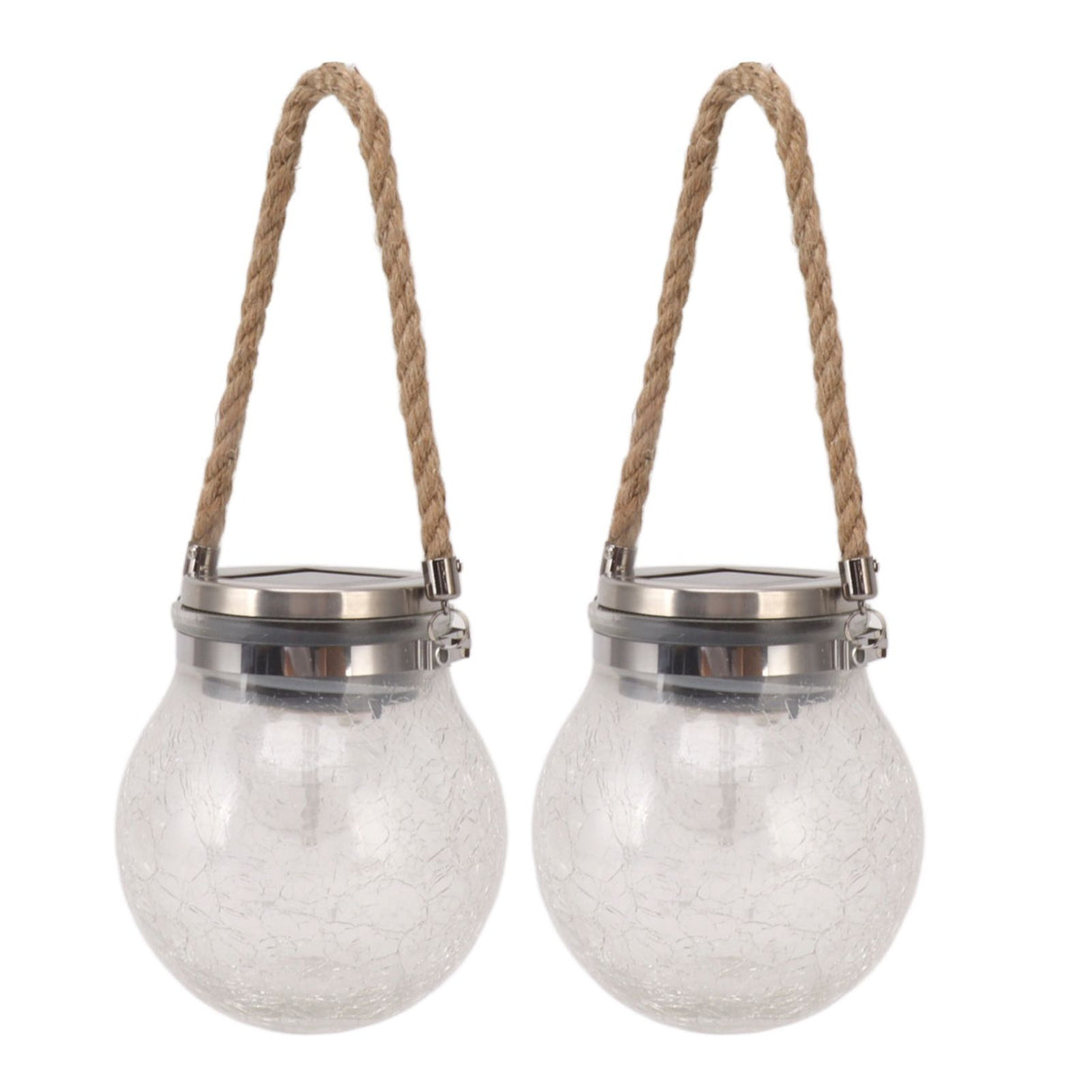 2Pcs Solar Glass Ball Waterproof Automatic LED Rotating Cracked Lantern Light for Lawn Terrace Outdoor