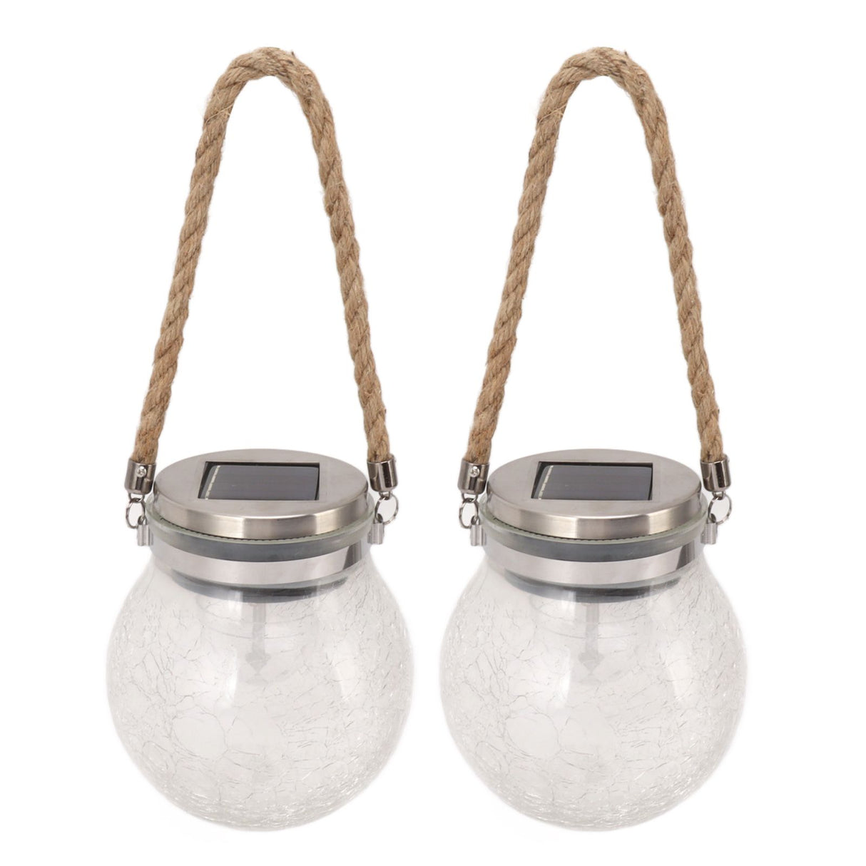 2Pcs Solar Glass Ball Waterproof Automatic LED Rotating Cracked Lantern Light for Lawn Terrace Outdoor