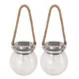 2Pcs Solar Glass Ball Waterproof Automatic LED Rotating Cracked Lantern Light for Lawn Terrace Outdoor