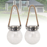 2Pcs Solar Glass Ball Waterproof Automatic LED Rotating Cracked Lantern Light for Lawn Terrace Outdoor