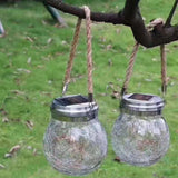 2Pcs Solar Glass Ball Waterproof Automatic LED Rotating Cracked Lantern Light for Lawn Terrace Outdoor