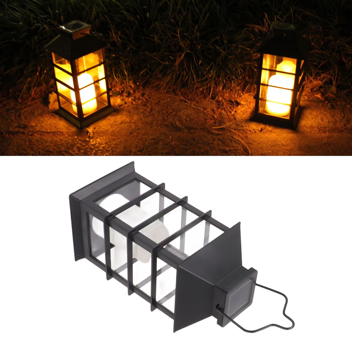 2Pcs Solar Hanging Lantern Candle Design LED Solar Outdoor Light Decor for Pathway Yard Lawn