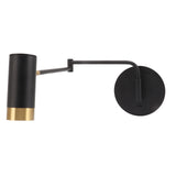 Swing Arm Wall Lamp Wall Mounted Bedside Lamps with Adjustable Swing Arms for Bedroom Living Room Reading Black - Front View