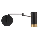 Swing Arm Wall Lamp Wall Mounted Bedside Lamps with Adjustable Swing Arms for Bedroom Living Room Reading Black - Side View